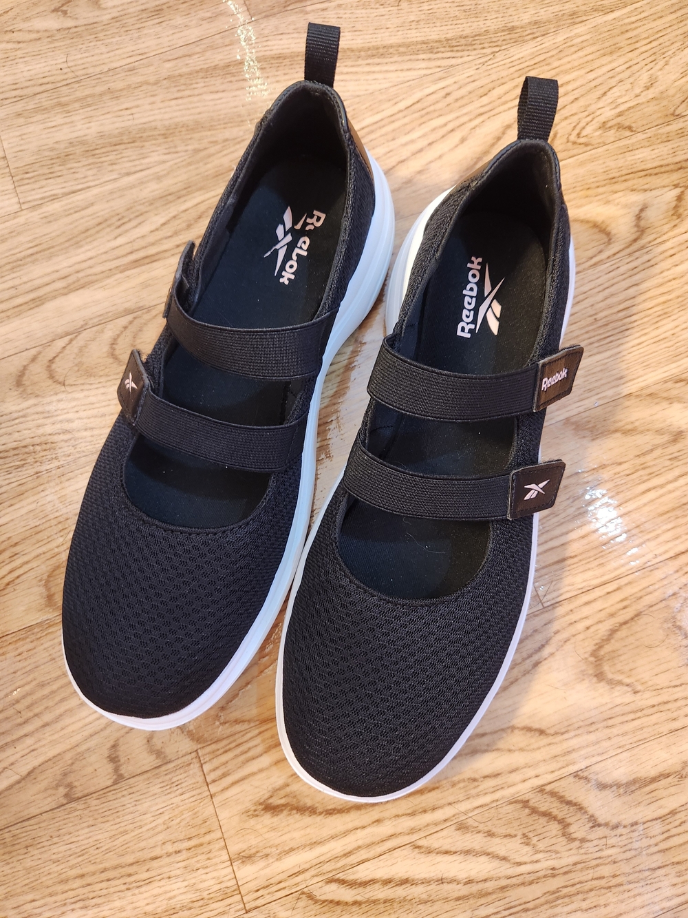 Reebok Black Mesh Mary Jane Sneakers with White Sole